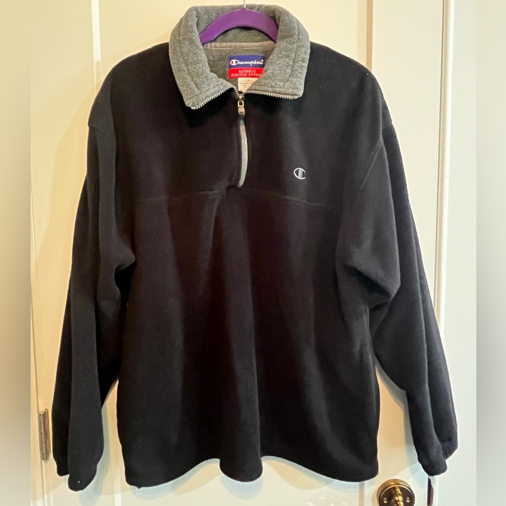 Champion Men's Zip-Up Black and Gray Sweater